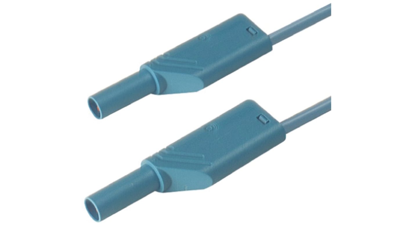 Cable de prueba con conector de 4 mm  Hirschmann de color Azul, Macho-Macho, 1000V ac/dc, 32A, 1m