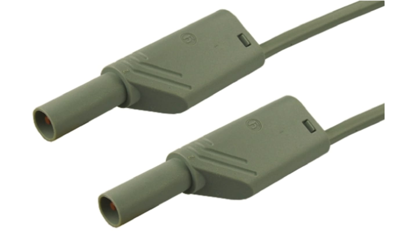 Cable de prueba con conector de 4 mm  Hirschmann de color Gris, Macho-Macho, 1000V ac/dc, 32A, 1m