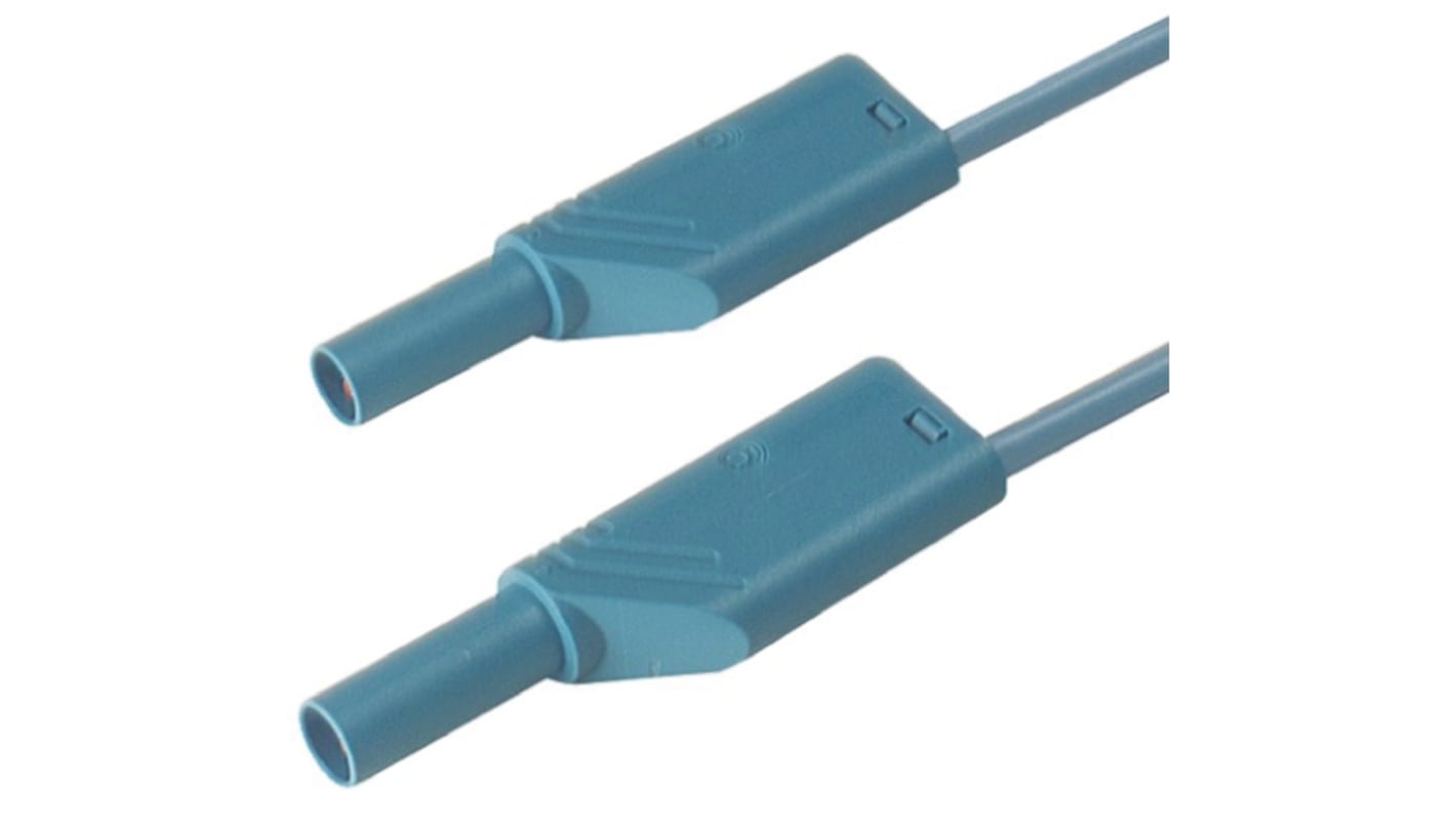 Cable de prueba con conector de 4 mm  Hirschmann de color Azul, Macho-Macho, 1000V ac/dc, 32A, 2m