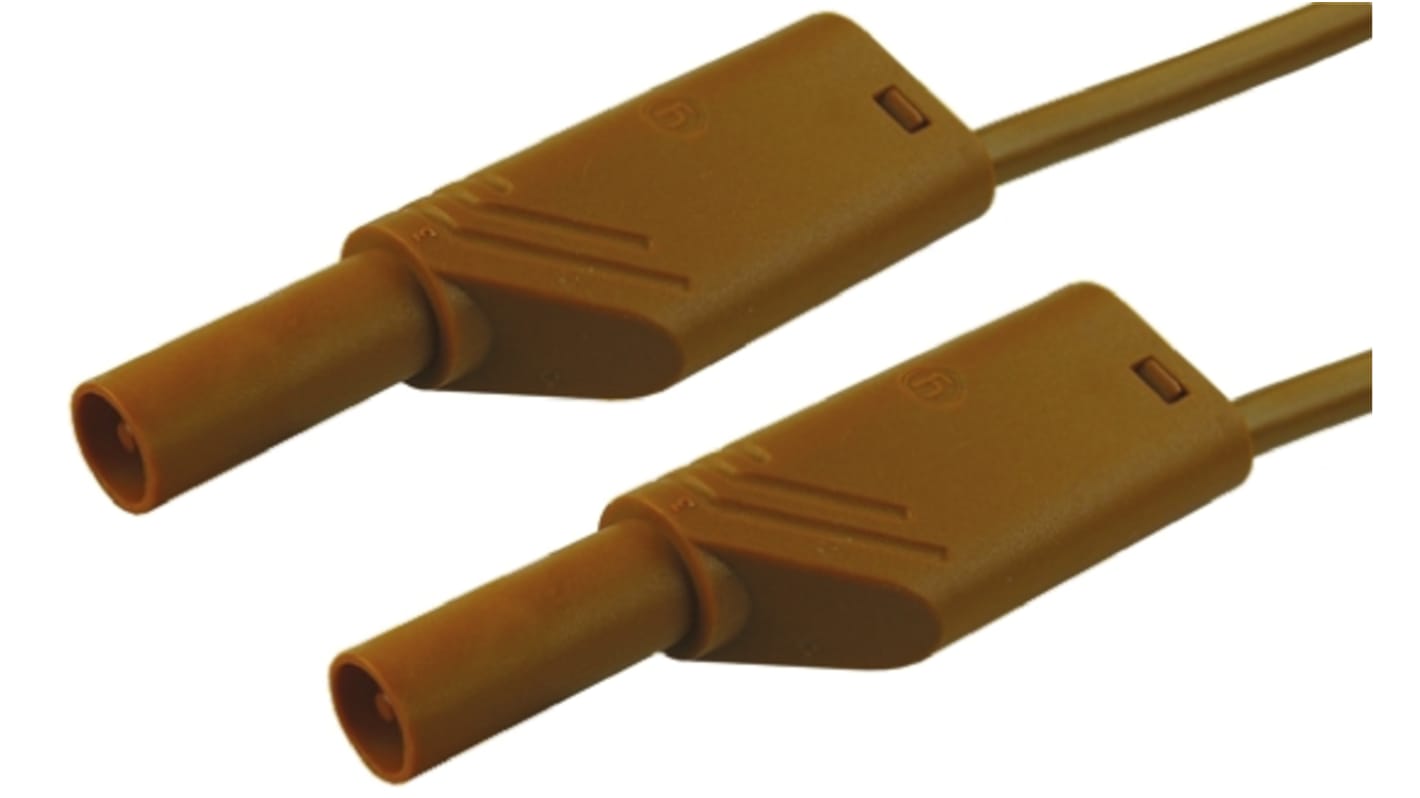 Hirschmann Messleitung 4mm Stecker / Stecker, Braun PVC-isoliert 2m, 1000V ac/dc / 32A