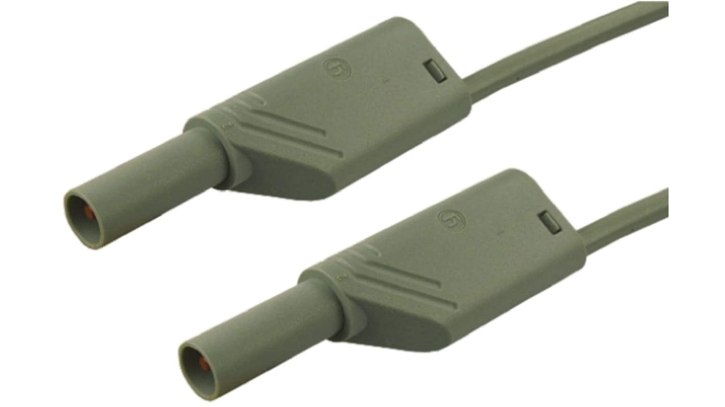 Cable de prueba con conector de 4 mm  Hirschmann de color Gris, Macho-Macho, 1000V ac/dc, 32A, 2m