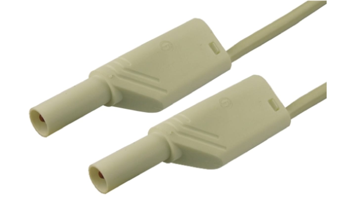 Cable de prueba con conector de 4 mm  Hirschmann de color Blanco, Macho-Macho, 1000V ac/dc, 32A, 2m