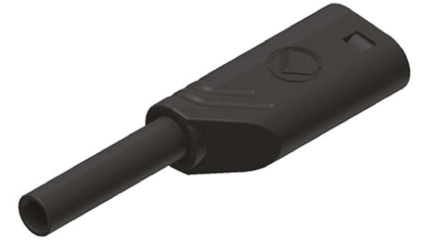 Hirschmann 2mm Bananenstecker Schwarz, Kontakt vergoldet / 10A, Lötanschluss