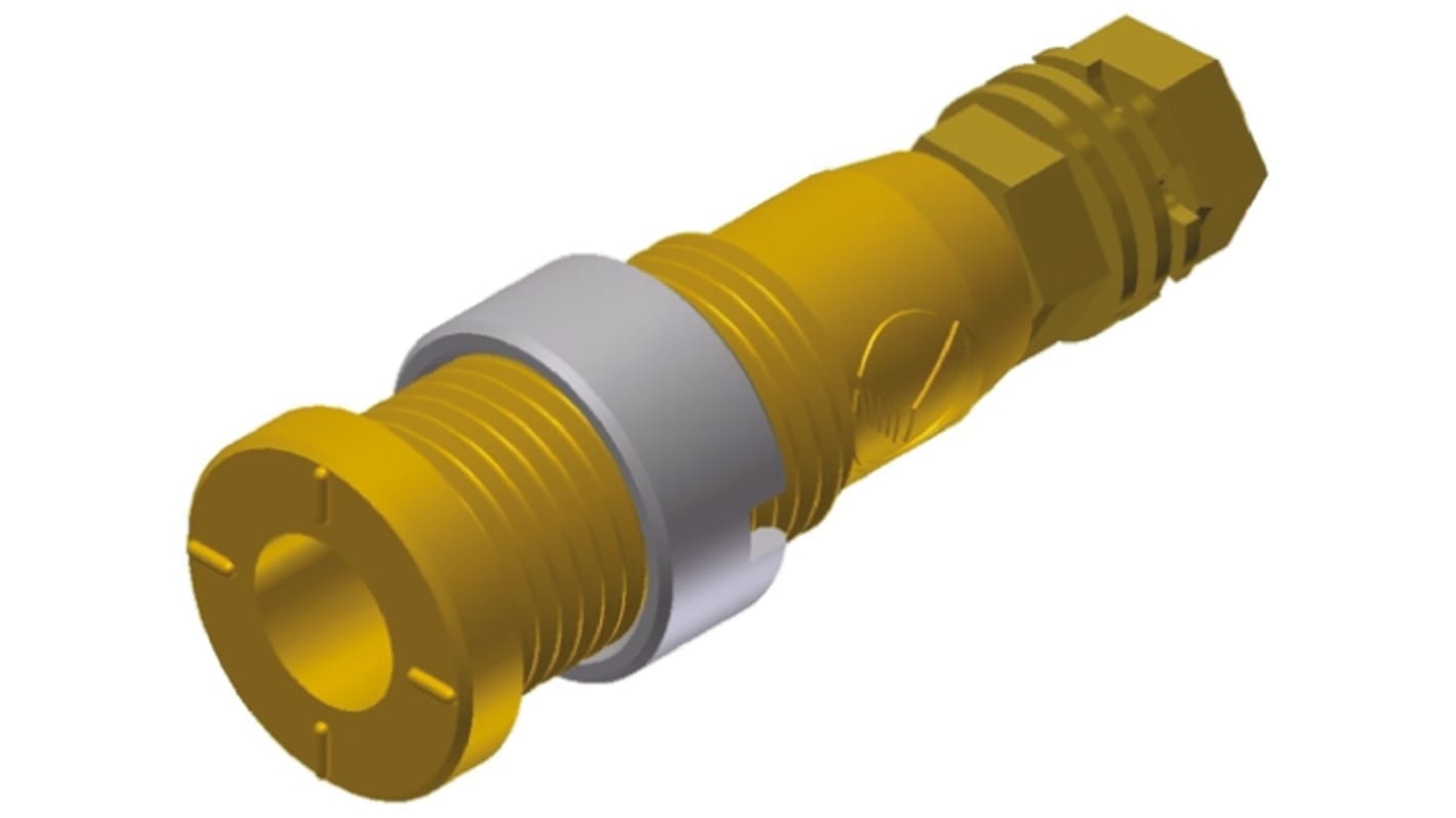 Hirschmann 2mm Bananenbuchse Gelb, Kontakt vergoldet, 1000V ac/dc / 10A, Lötanschluss