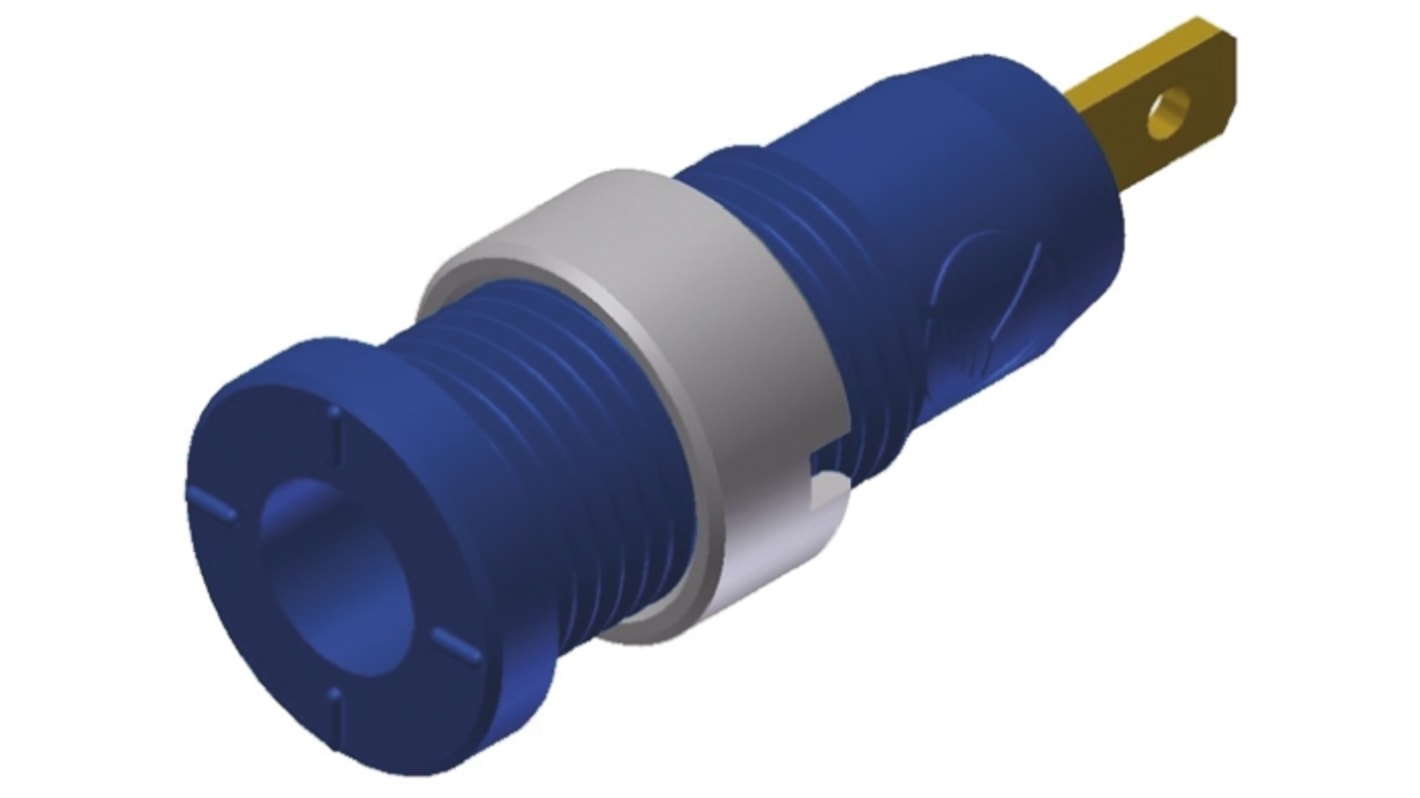 Hirschmann Test & Measurement Blue Female Banana Socket, 2mm Connector, Tab Termination, 10A, 1000V ac/dc, Gold Plating