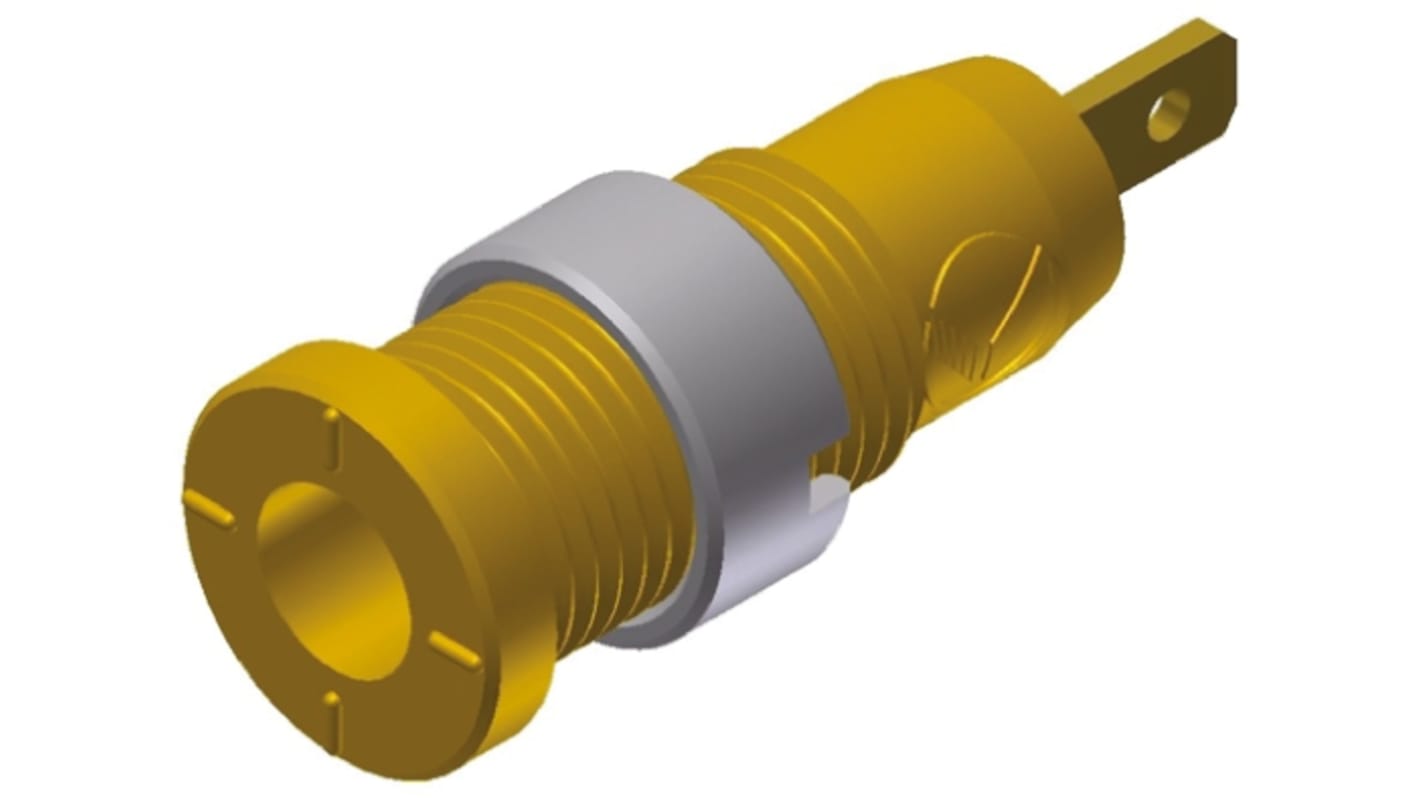 Hirschmann Test & Measurement バナナソケット メス 黄 真鍮, 975455703