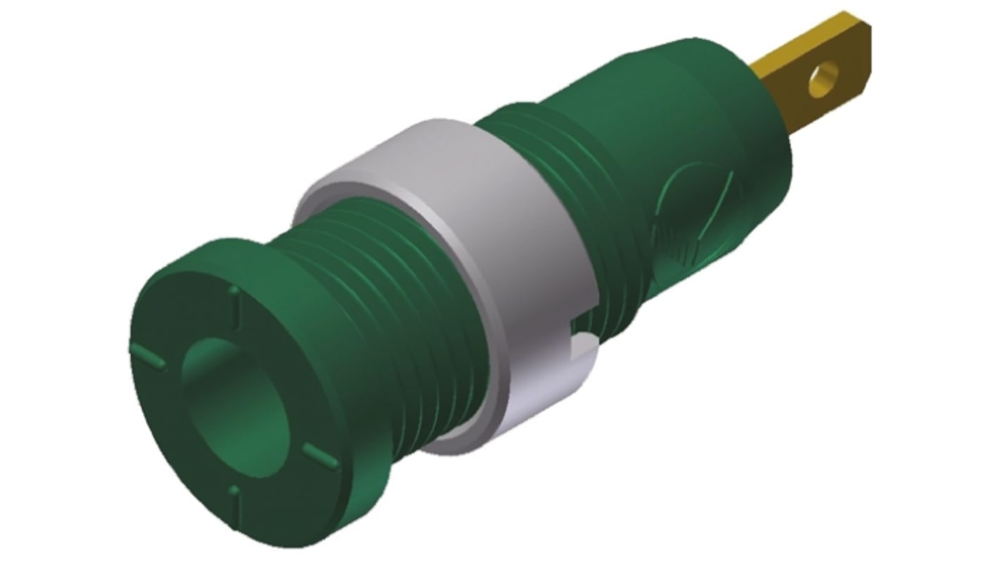 Hirschmann Test & Measurement Green Female Banana Socket, 2mm Connector, Tab Termination, 10A, 1000V ac/dc, Gold Plating