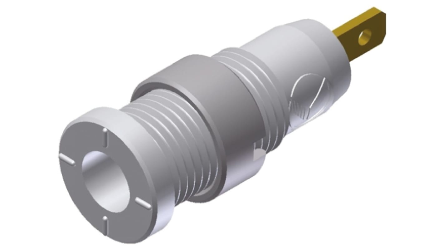 Conector banana hembra Hembra, 10A, 1000V ac/dc, Contacto Oro, Blanco