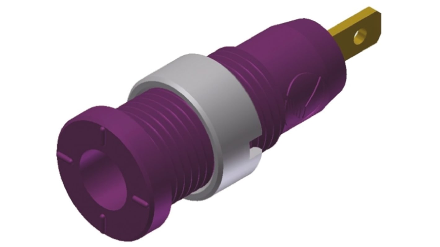 Hirschmann 2mm Bananenbuchse Violett, Kontakt vergoldet, 1000V ac/dc / 10A Flachstecker