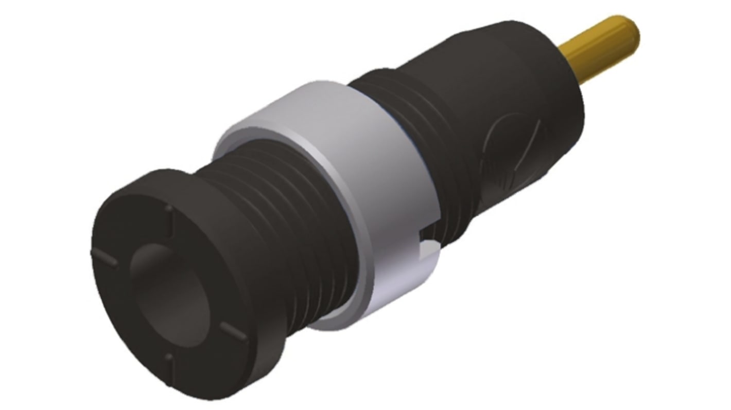 Conector banana hembra Hembra, 10A, 1000V ac/dc, Contacto Oro, Negro