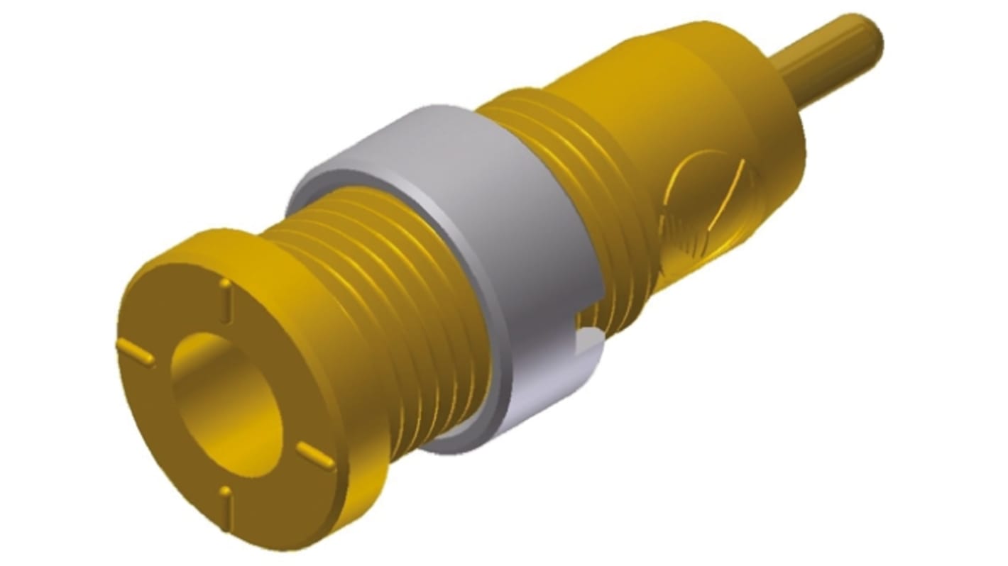 Hirschmann 2mm Bananenbuchse Gelb, Kontakt vergoldet, 1000V ac/dc / 10A, Lötanschluss