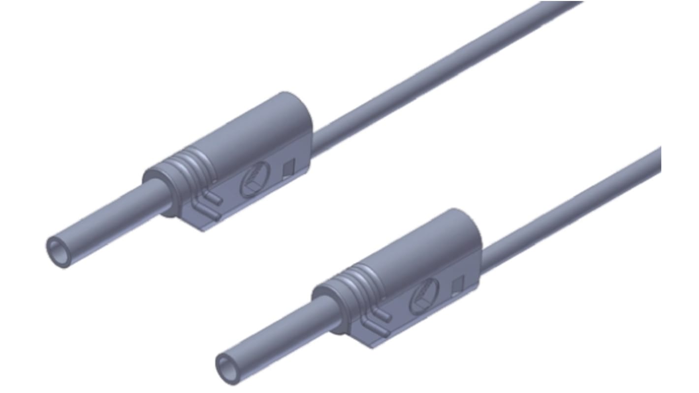 Hirschmann Test & Measurement 2 mm Connector Test Lead, 10A, 1000V ac/dc, Grey, 500mm Lead Length