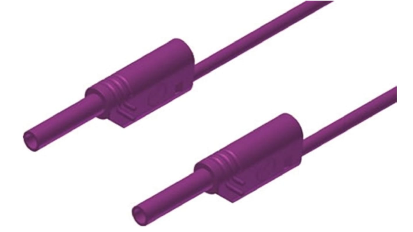 Hirschmann Test & Measurement 2 mm Connector Test Lead, 10A, 1000V ac/dc, Violet, 500mm Lead Length