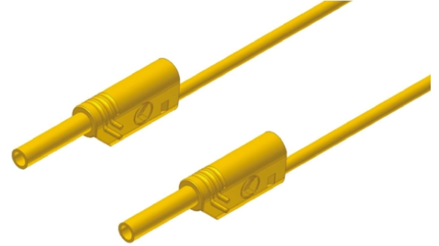 Cordon de test 2mm Hirschmann, Jaune, 10A, 1000V c.a. / V c.c., long. 1m