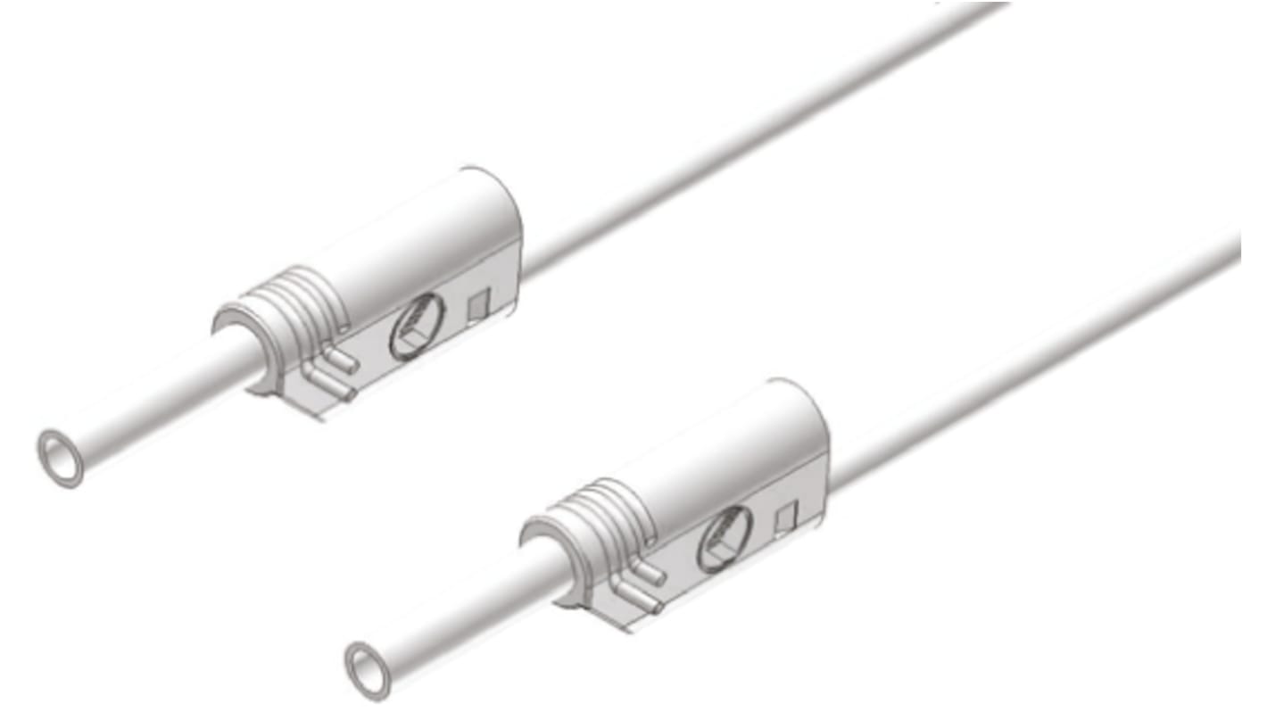 Cable de prueba con conector de 2 mm  Hirschmann de color Blanco, Macho-Macho, 1000V ac/dc, 10A, 1m