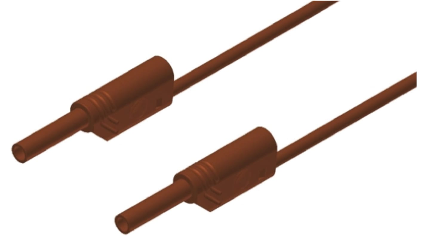 Cable de prueba con conector de 2 mm  Hirschmann de color Marrón, Macho-Macho, 1000V ac/dc, 10A, 1m