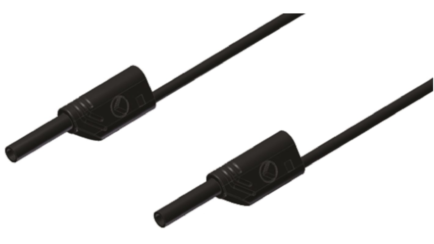 Cable de prueba con conector de 2 mm  Hirschmann de color Negro, Macho-Macho, 1000V ac/dc, 10A, 2m
