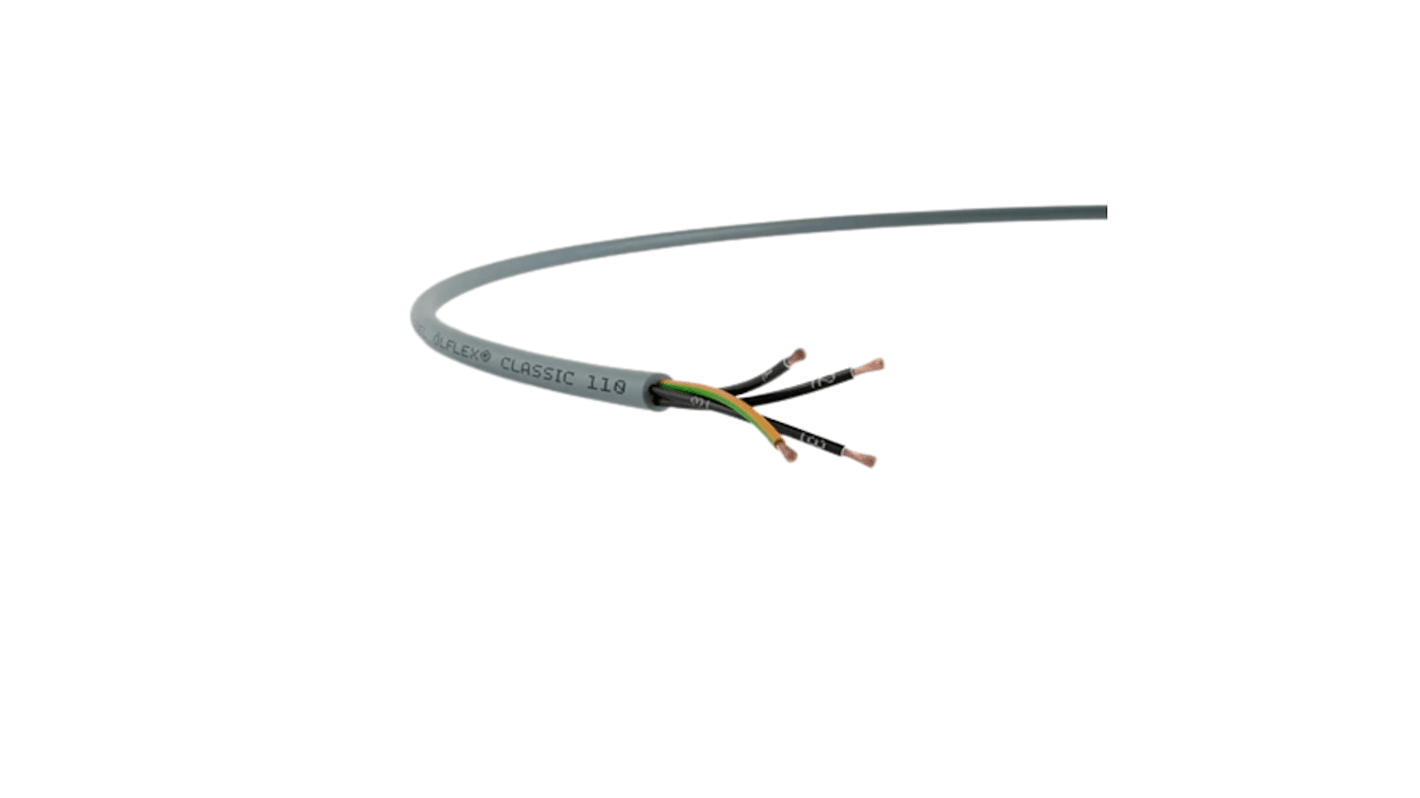 Lapp ÖLFLEX CLASSIC 110 Control Cable, 4 Cores, 1.5 mm², YY, Unscreened, 100m, Grey PVC Sheath, 16 AWG