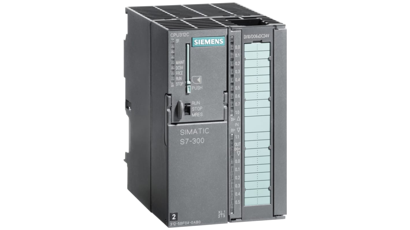 Sterownik programowalny PLC Siemens SIMATIC S7-300 10 (cyfrowe) 6 (cyfrowe) RS485 Cyfrowe Cyfrowe 8 MB (ładowanie), 64