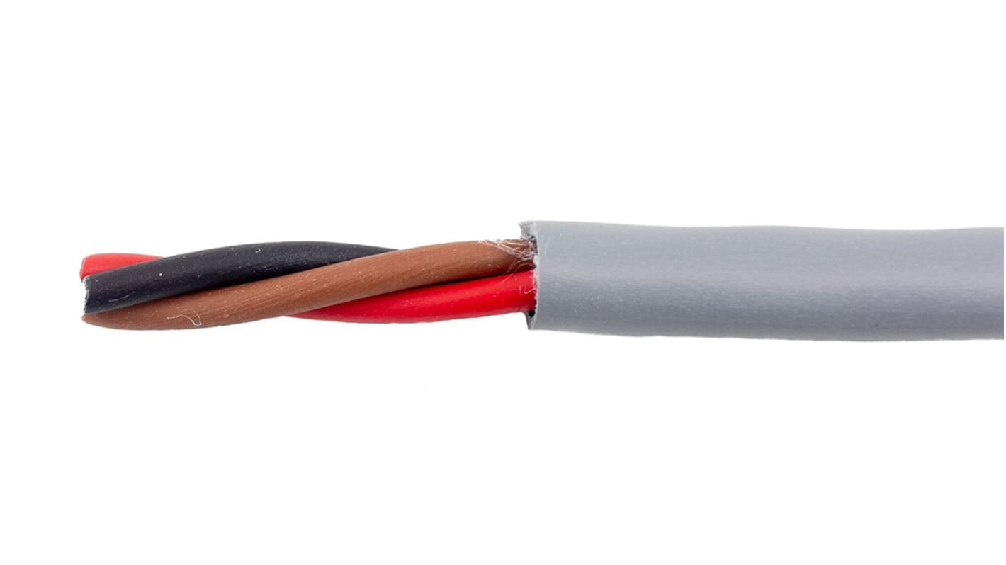 Alpha Wire EcoCable Control Cable, 2 Cores, ECO, Unscreened, 30m, Grey mPPE Sheath, 14 AWG