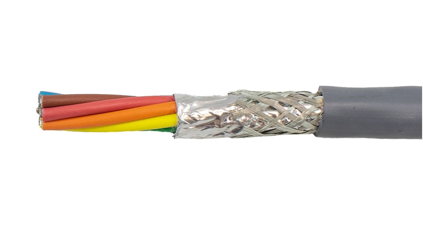 Cable de control apantallado Alpha Wire Ecogen Ecocable de 7 núcleos, 0.28 mm², Ø ext. 5.82mm, long. 30m, 600 V, Libre