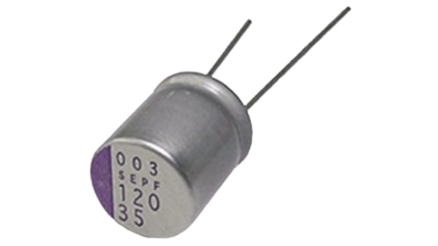 Panasonic 470μF Through Hole Polymer Capacitor, 6.3V dc