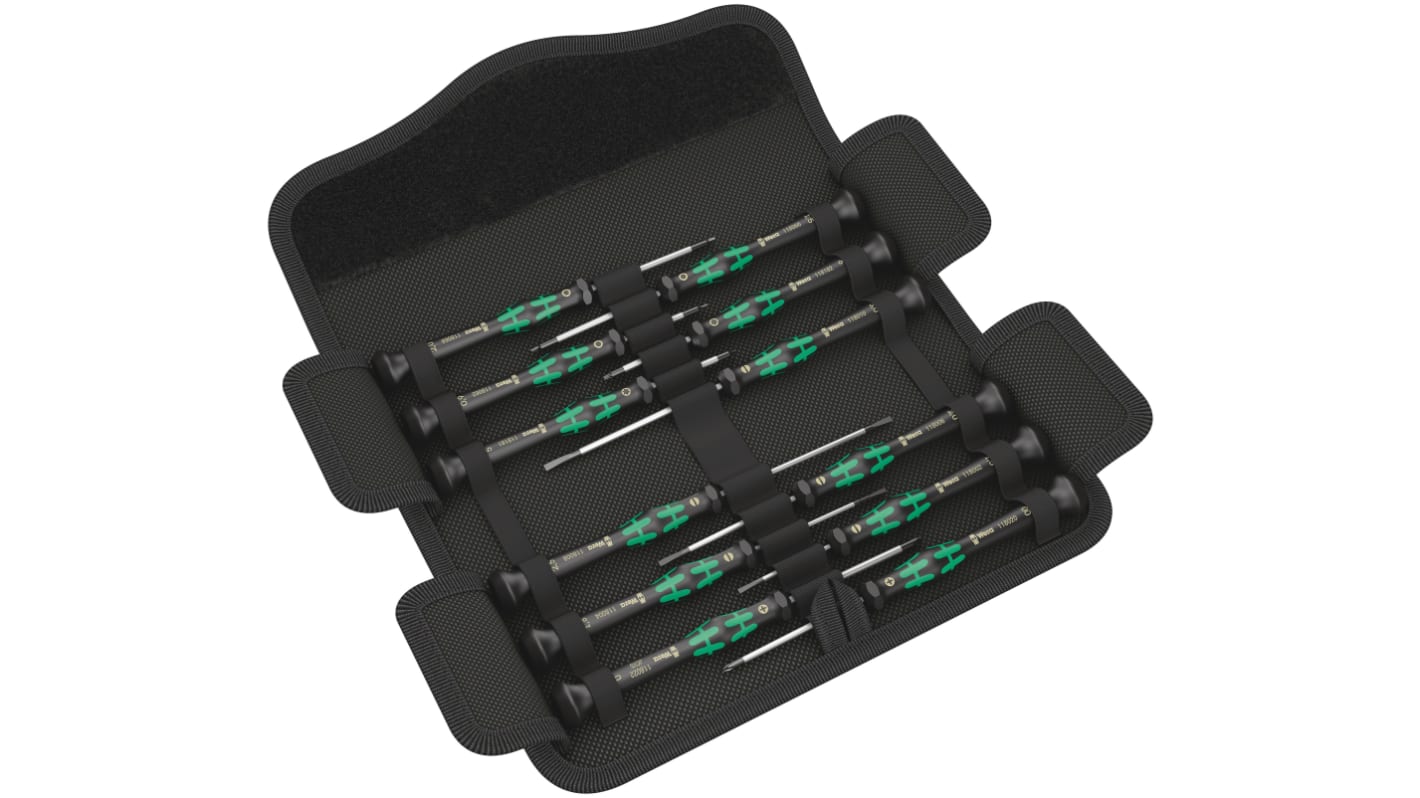 Wera 5073675001 Hexagon; Phillips; Slotted; Torx Precision Screwdriver Set, 12-Piece