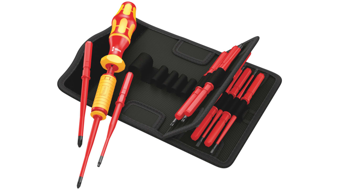 Wera Phillips; Pozidriv; Slotted; Torx Interchangeable Insulated Screwdriver Set, 15-Piece