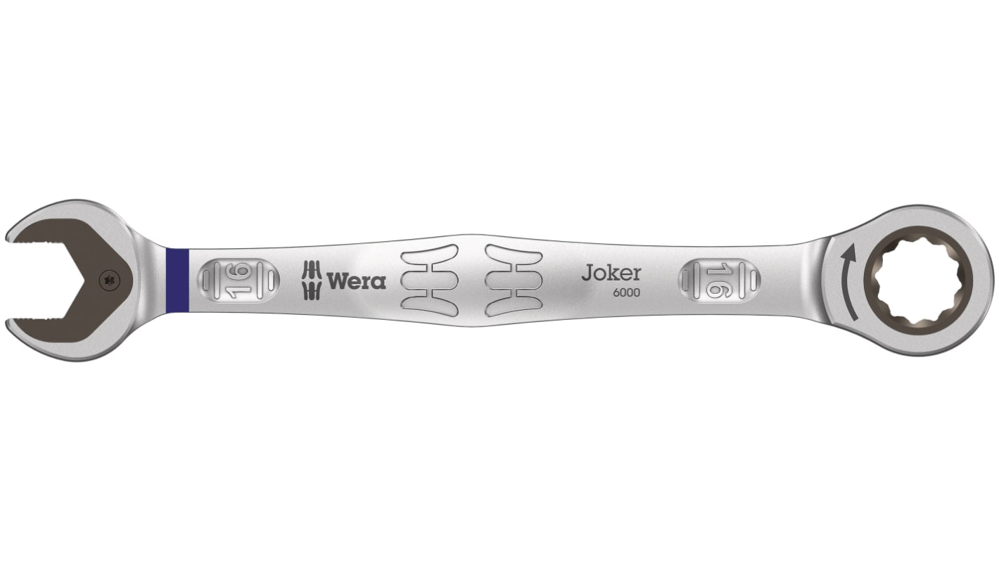 Wera Combination Ratchet Spanner, 16mm, Metric, Double Ended, 212 mm Overall