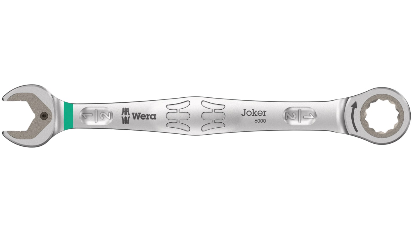 Wera Joker, SW 1/2 Zoll, SW 1/2Zoll Gabel‑Ring Ratschenschlüssel doppelseitig Chrom-Stahl legiert, Länge 177 mm