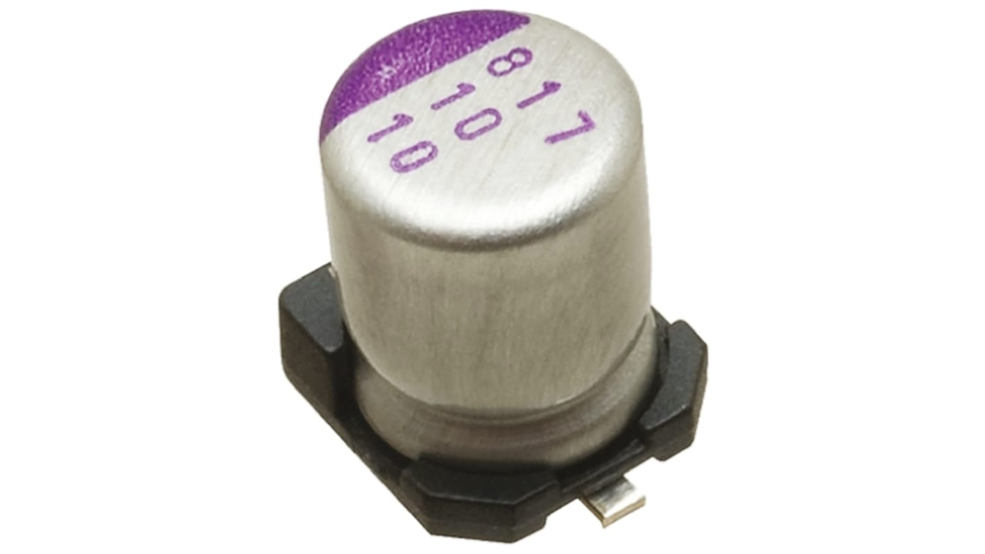 Panasonic 10μF Surface Mount Polymer Capacitor, 25V dc