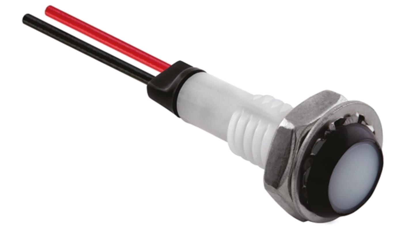 Marl Orange Panel Mount Indicator, 8 → 48V, 5.9 x 4.8mm Mounting Hole Size, Lead Pin Termination