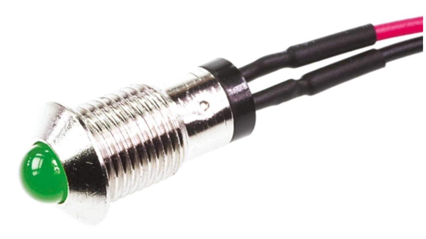 Marl パイロットランプ, 2.8V, 緑, 実装ホールサイズ:8mm, 571-514-04-40