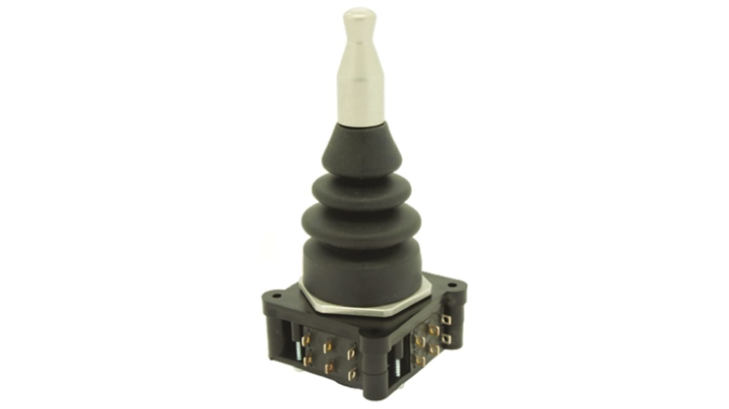 Joystick IP67, 2-tengelyes, 250 V váltófeszültségen 10 A, Forrasztás, 250V, -20 → +50°C