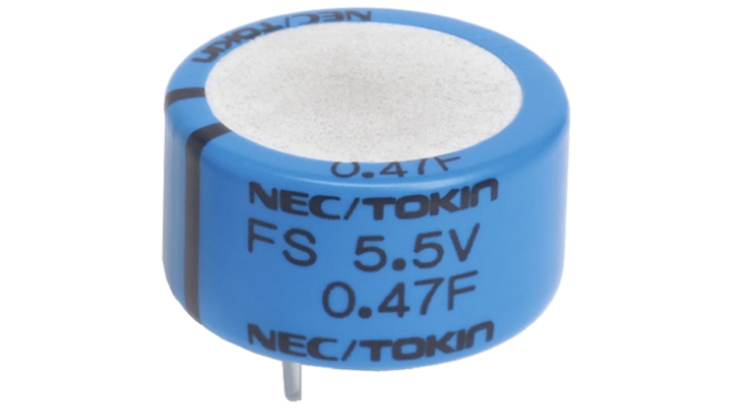 KEMET 0.47F Supercapacitor -20 → +80% Tolerance, Supercap FS 5.5V dc, Through Hole