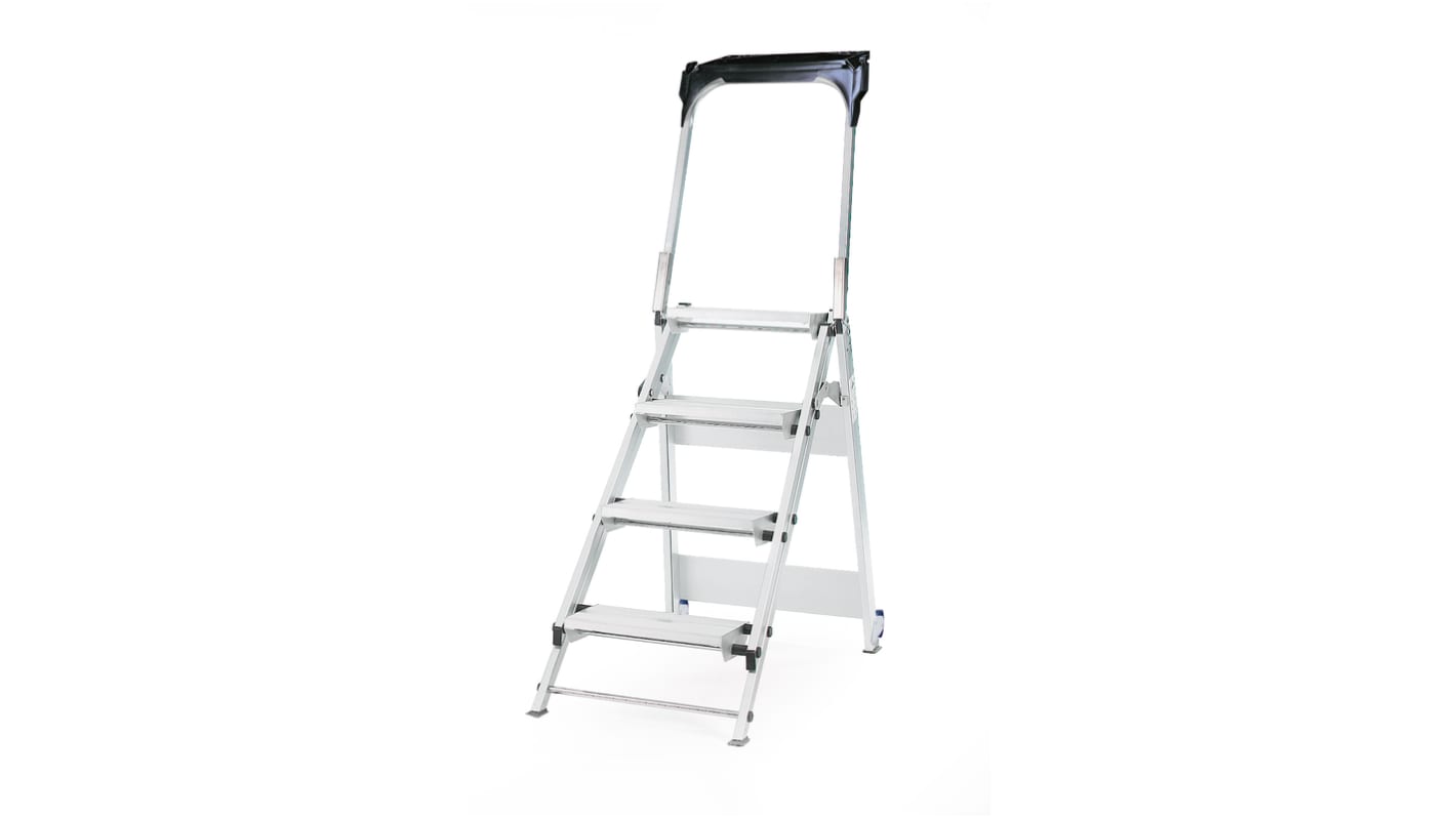 RS PRO 4 Tread Aluminium Steps 0.88m Platform Height, Silver