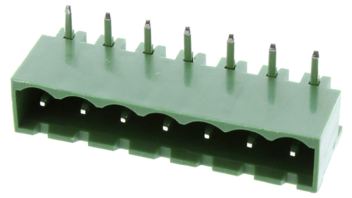 Conector macho para PCB RS PRO de 7 vías, 1 fila, paso 5.08mm, para soldar, Orificio Pasante