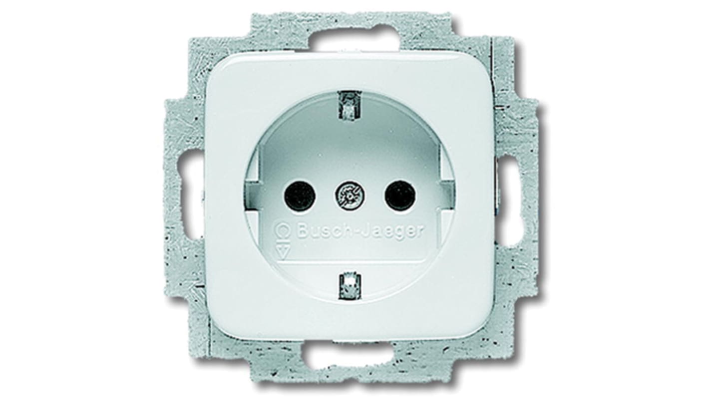 Busch Jaeger - ABB White 1 Gang Plug Socket, 16A, Type F - German Schuko