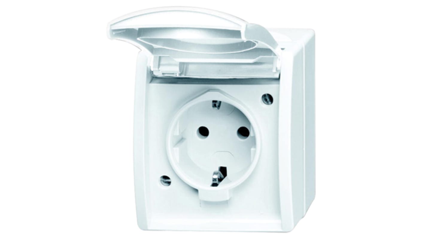 20 EW-54 | Busch Jaeger - ABB White 1 Gang Plug Socket, 2 Poles, 16A ...