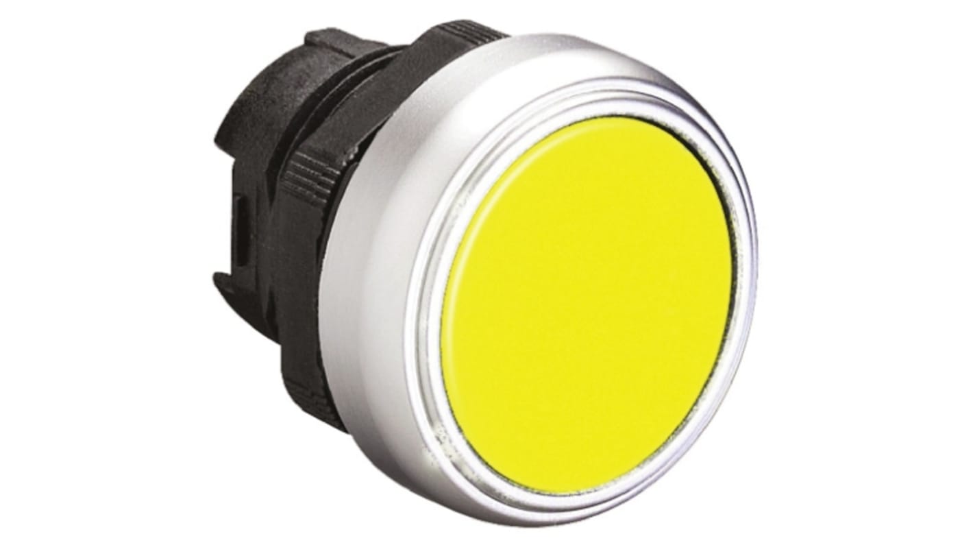 Cabezal de pulsador Lovato serie Platinum, Ø 22mm, de color Amarillo, Retorno por Resorte, IP66, IP67, IP69K