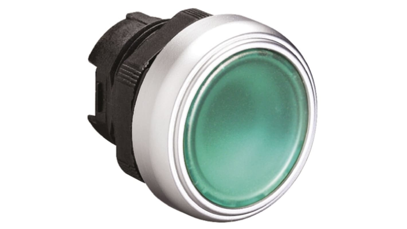 Cabezal de pulsador Lovato serie Platinum, Ø 22mm, de color Verde, Retorno por Resorte, IP66, IP67, IP69K