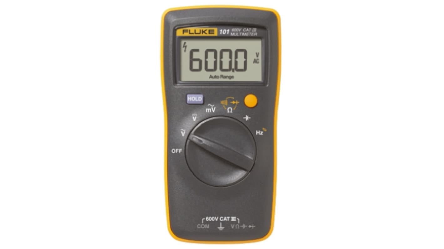 Fluke 101 Kit Handheld Digital Multimeter, True RMS, 600V ac Max