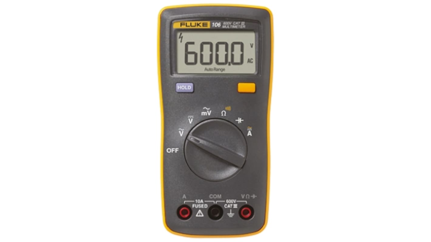 Fluke 106 Handheld Digital Multimeter, 10A ac Max, 10A dc Max, 600V ac Max