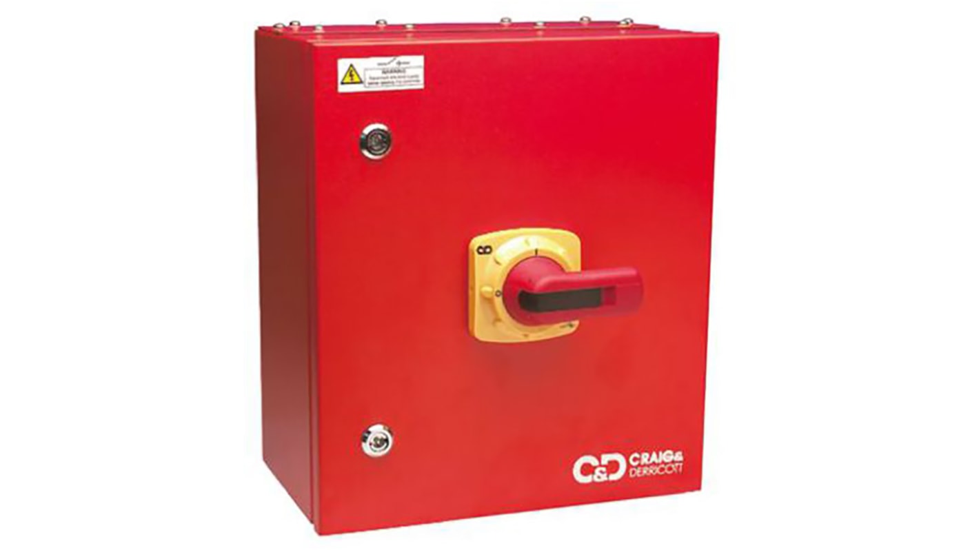 Craig & Derricott 6P Pole Panel Mount Isolator Switch - 125A Maximum Current, 45kW Power Rating, IP65