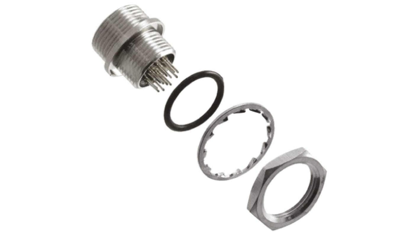 Hirose Circular Connector, 12 Contacts, Panel Mount, Through Hole, Miniature Connector, Socket, Female, HR10 Series