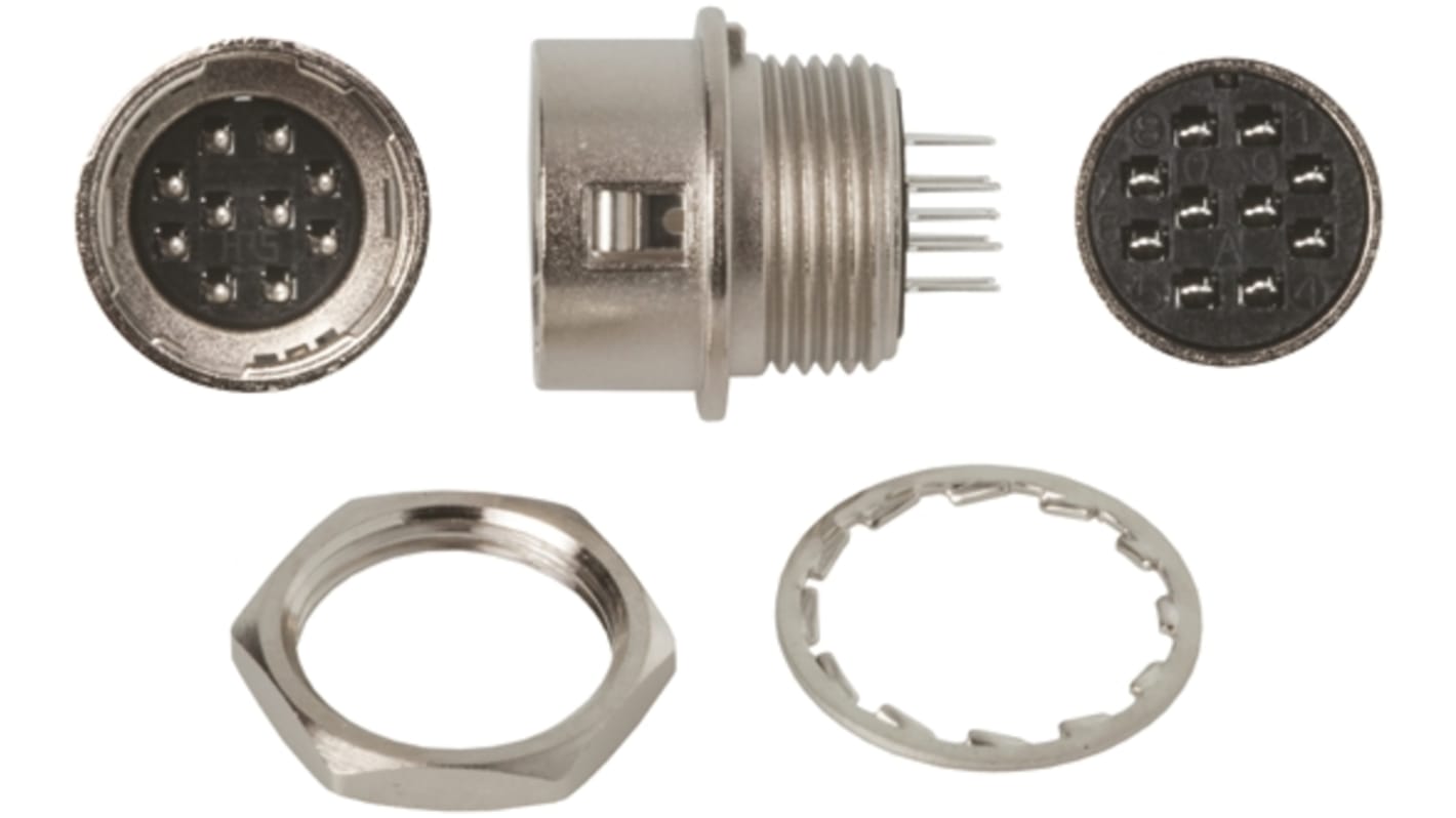 Hirose Connector, 10 Contacts, Panel Mount, Micro Connector, Socket, Male, HR10 Series