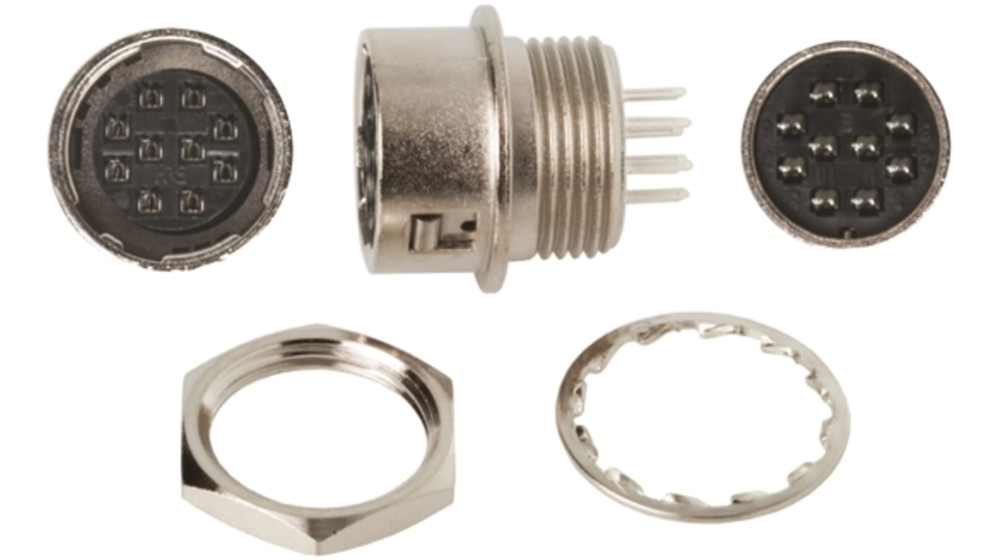 Hirose Connector, 10 Contacts, Panel Mount, Through Hole, Micro Connector, Socket, Female, HR10 Series