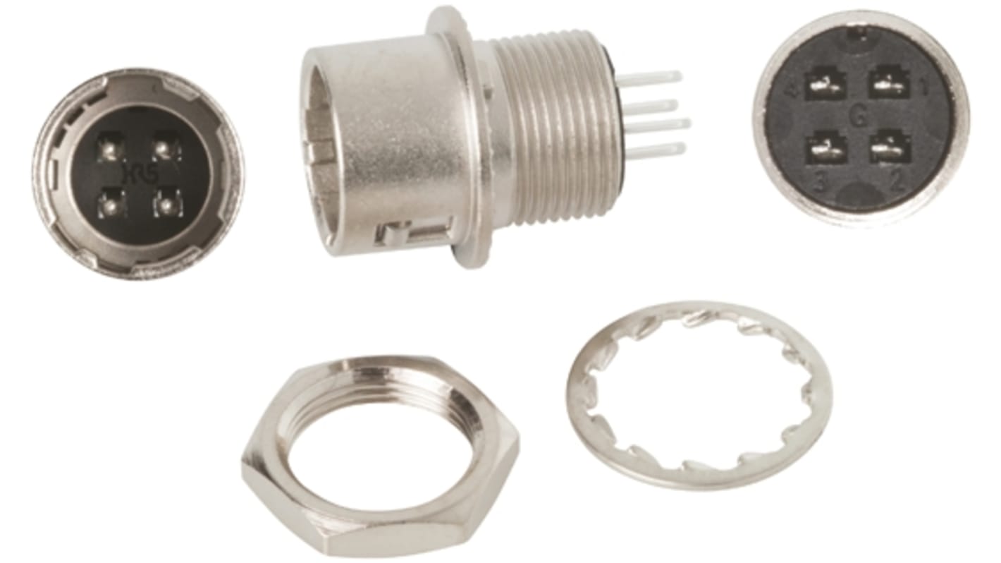 Hirose Connector, 4 Contacts, Panel Mount, Micro Connector, Socket, Male, HR10 Series