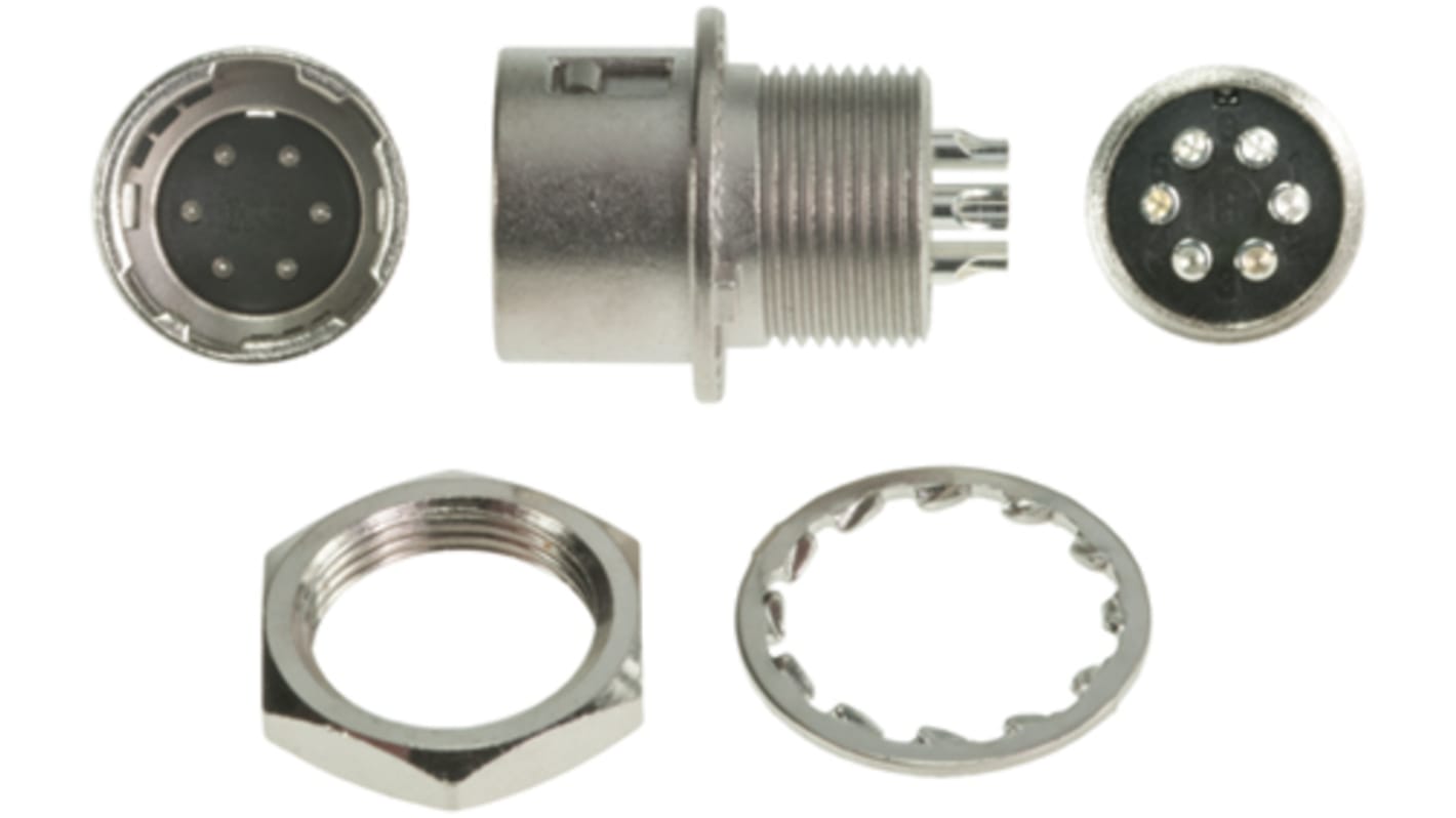 Hirose Connector, 6 Contacts, Panel Mount, Micro Connector, Socket, Male, HR10 Series