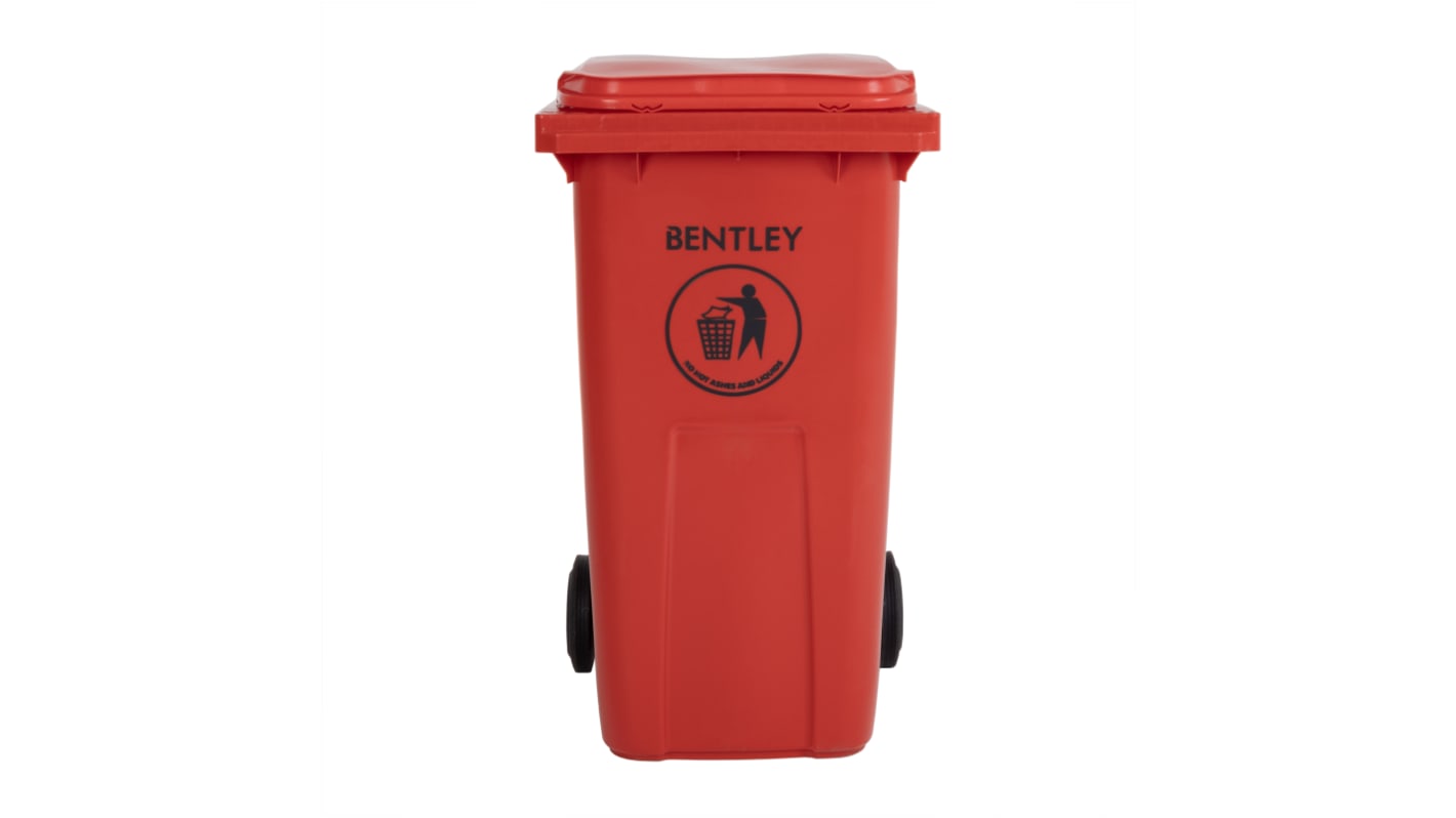 RS PRO 240L Red Flip PP Waste Bin